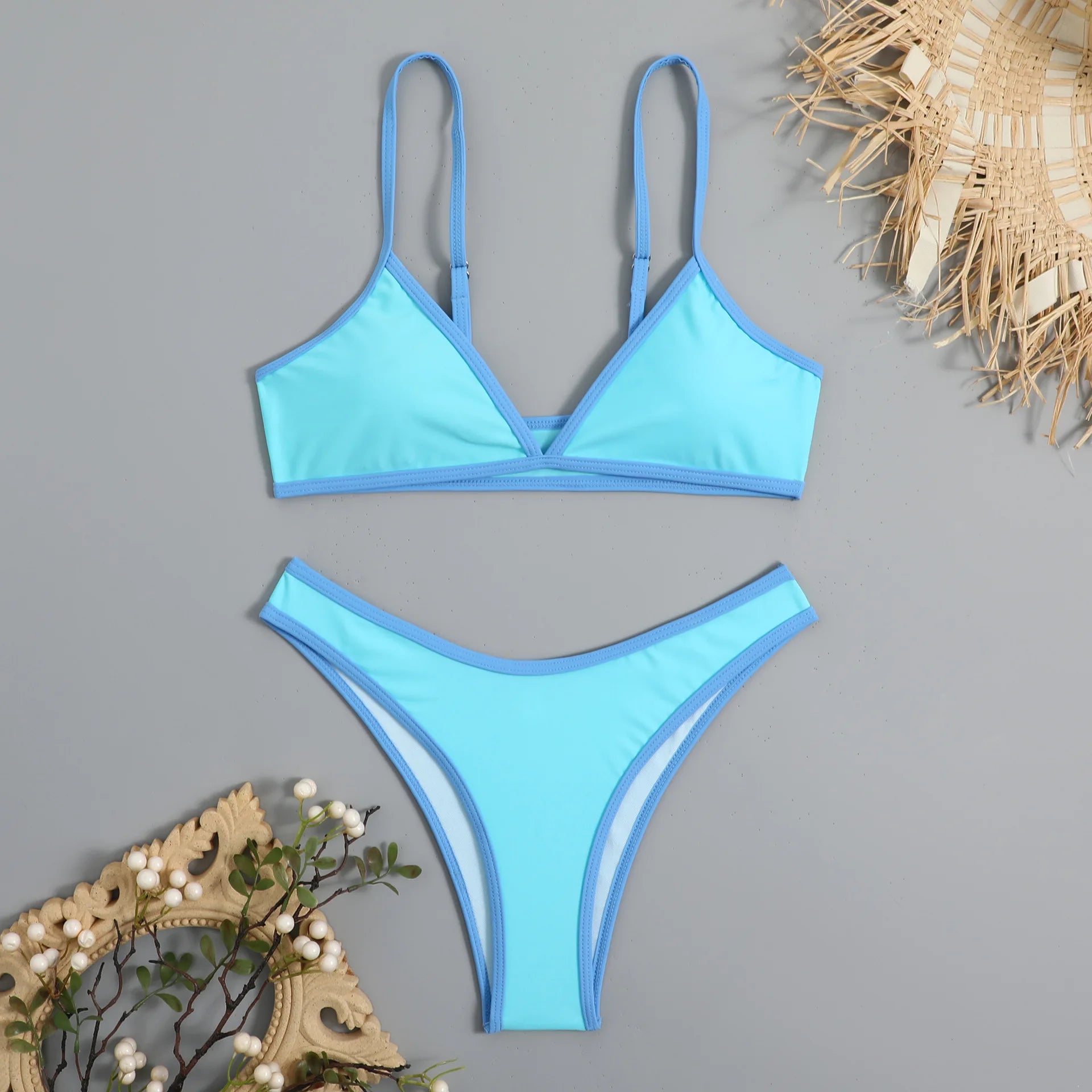 ❤️ Bikini due pezzi a vita alta con top crop sportivo
