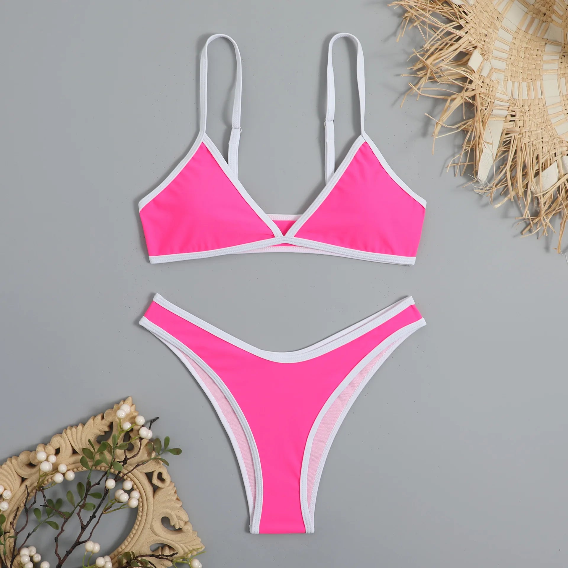 ❤️ Bikini due pezzi a vita alta con top crop sportivo
