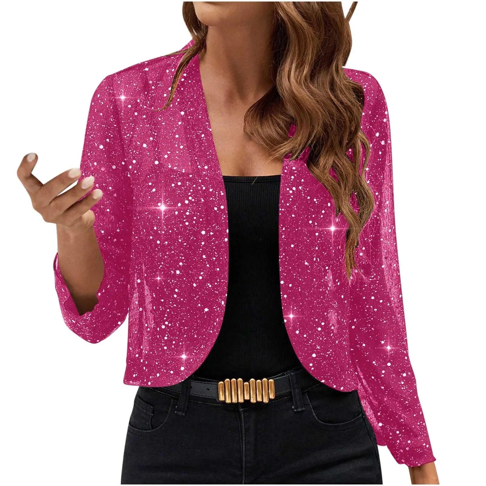 🌸 Cardigan corto elegante da donna con decorazione luminosa