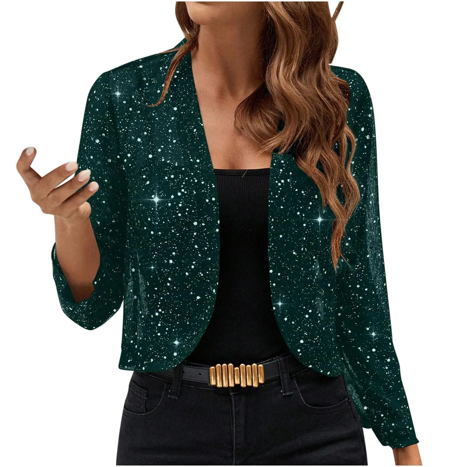 🌸 Cardigan corto elegante da donna con decorazione luminosa