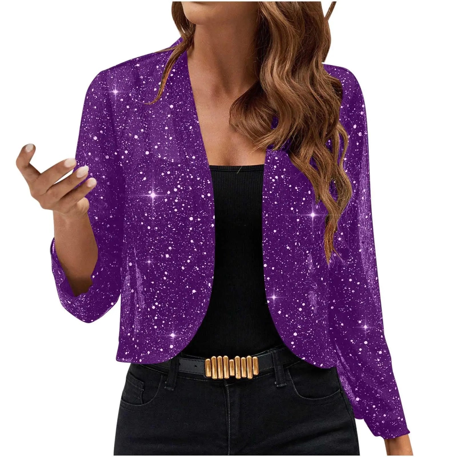 🌸 Cardigan corto elegante da donna con decorazione luminosa