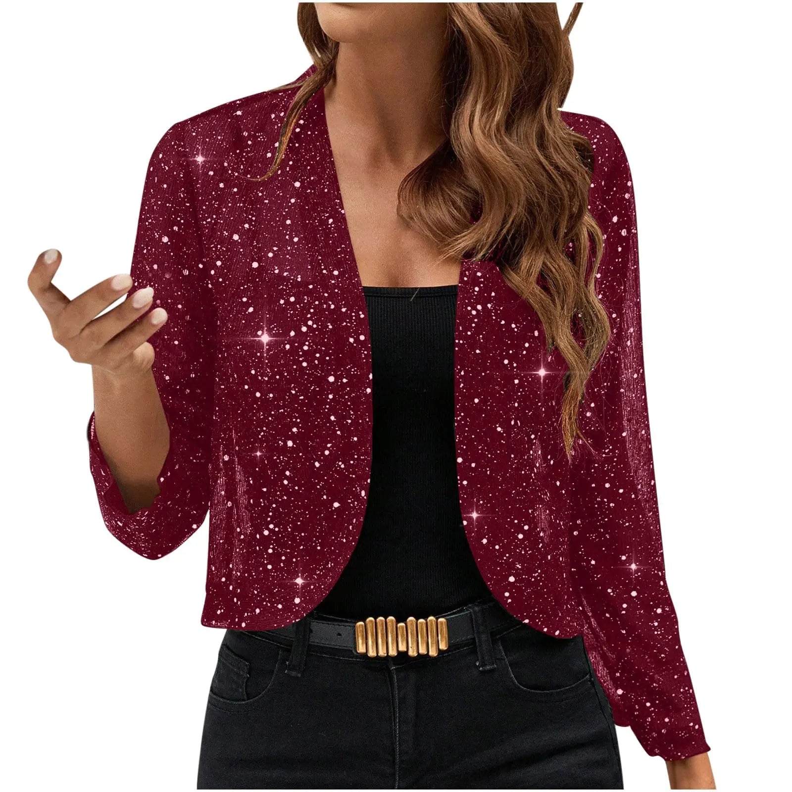 🌸 Cardigan corto elegante da donna con decorazione luminosa