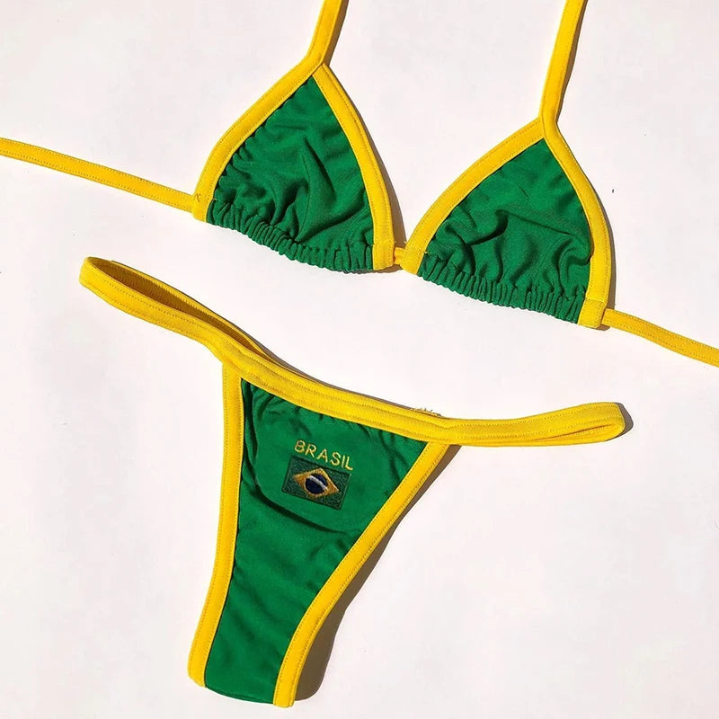 ❤️ Bikini Y2K due pezzi con stampa bandiera