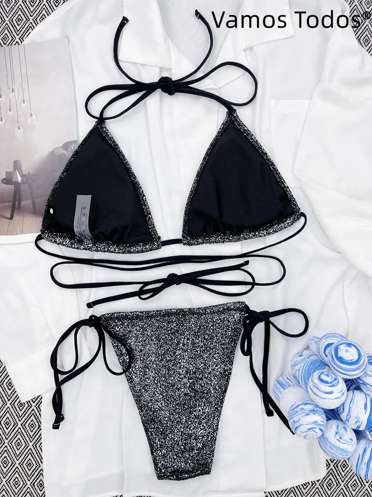 ⭐ Set bikini a stringhe da donna con lacci regolabili