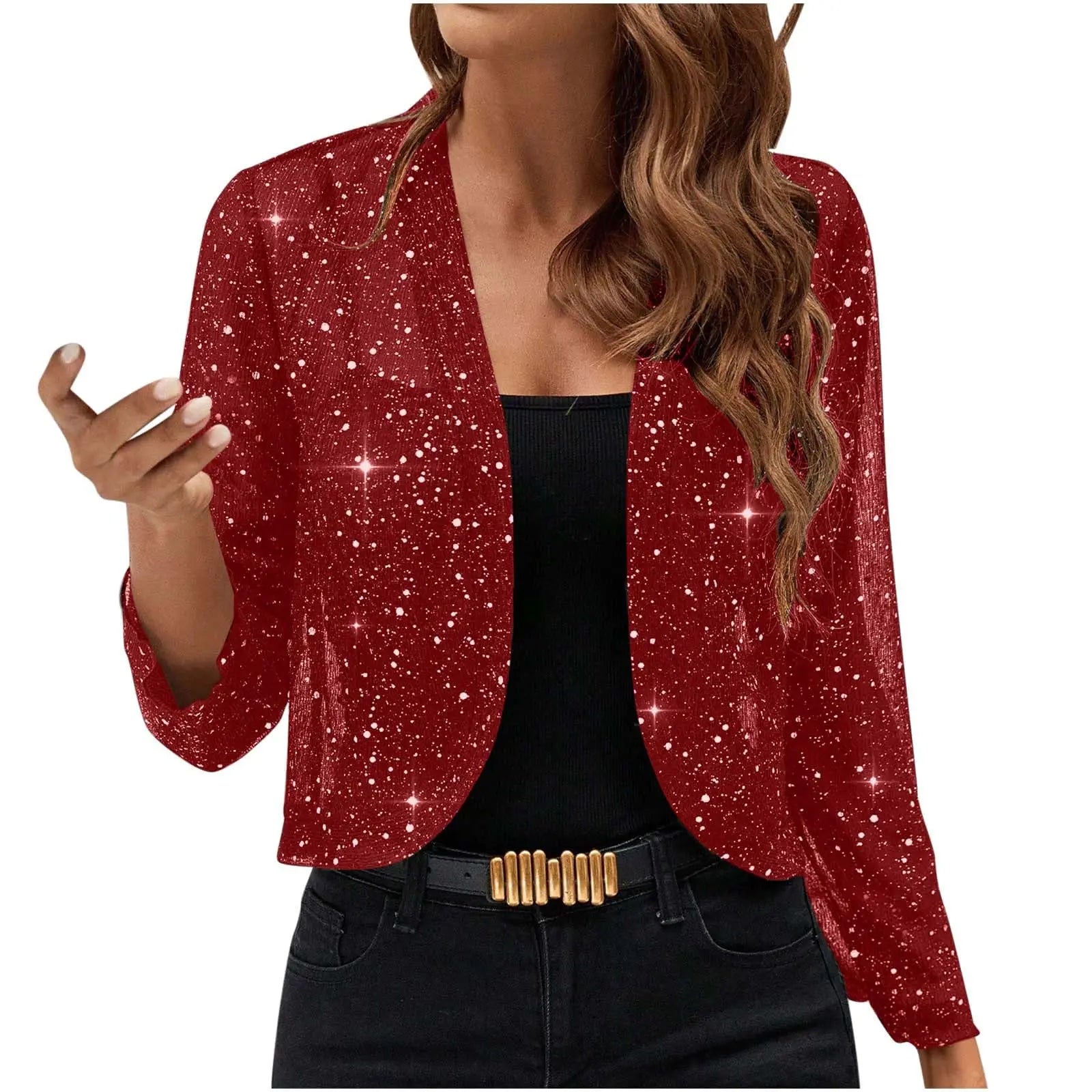 🌸 Cardigan corto elegante da donna con decorazione luminosa