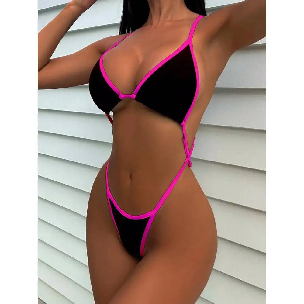 🌸 Bikini Donna a Due Pezzi con Colori a Contrasto
