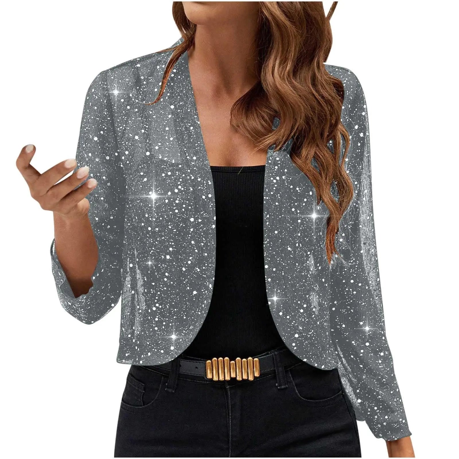 🌸 Cardigan corto elegante da donna con decorazione luminosa